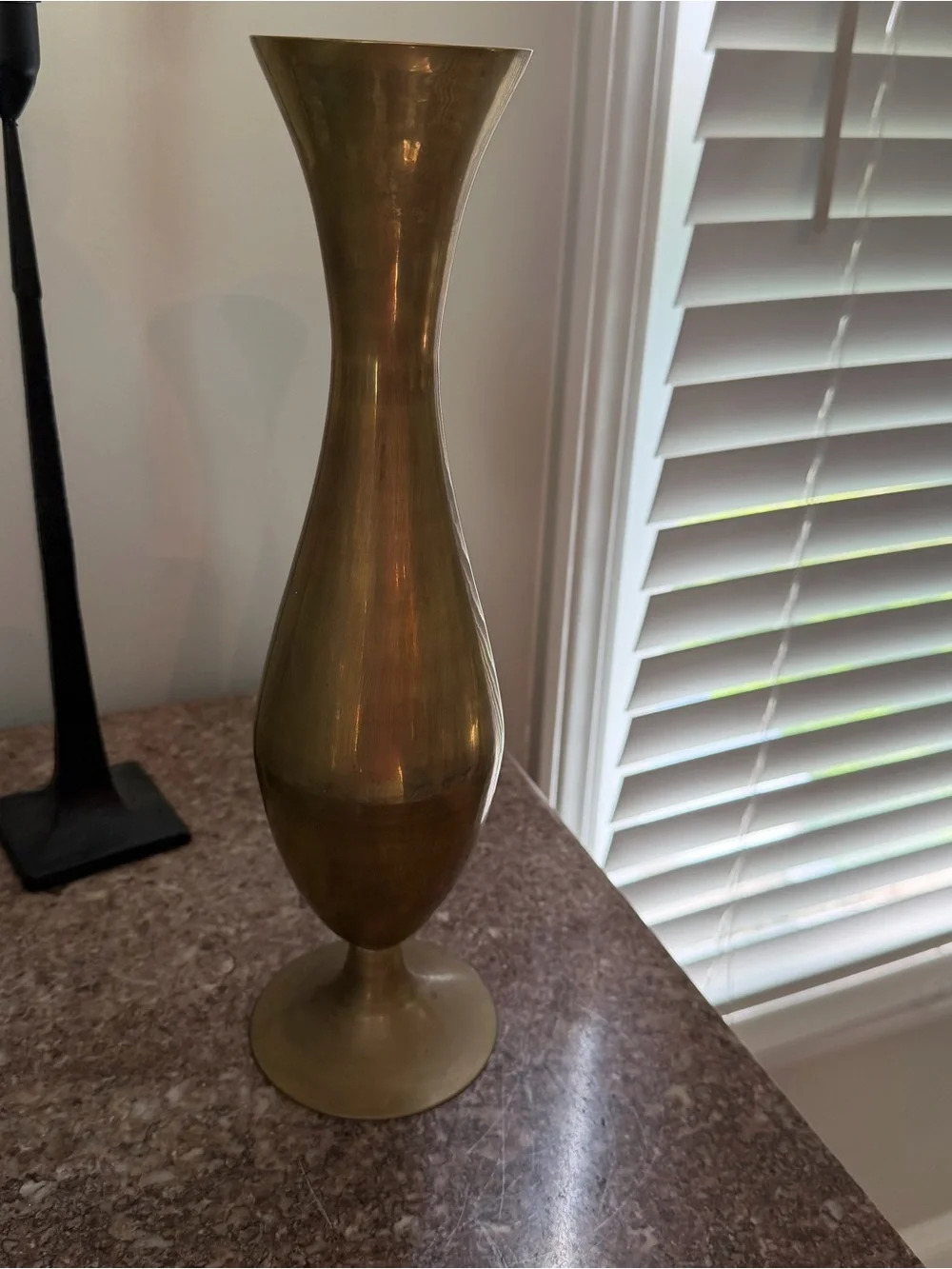 Vintage Vase Tall Fluted Brass MCM
